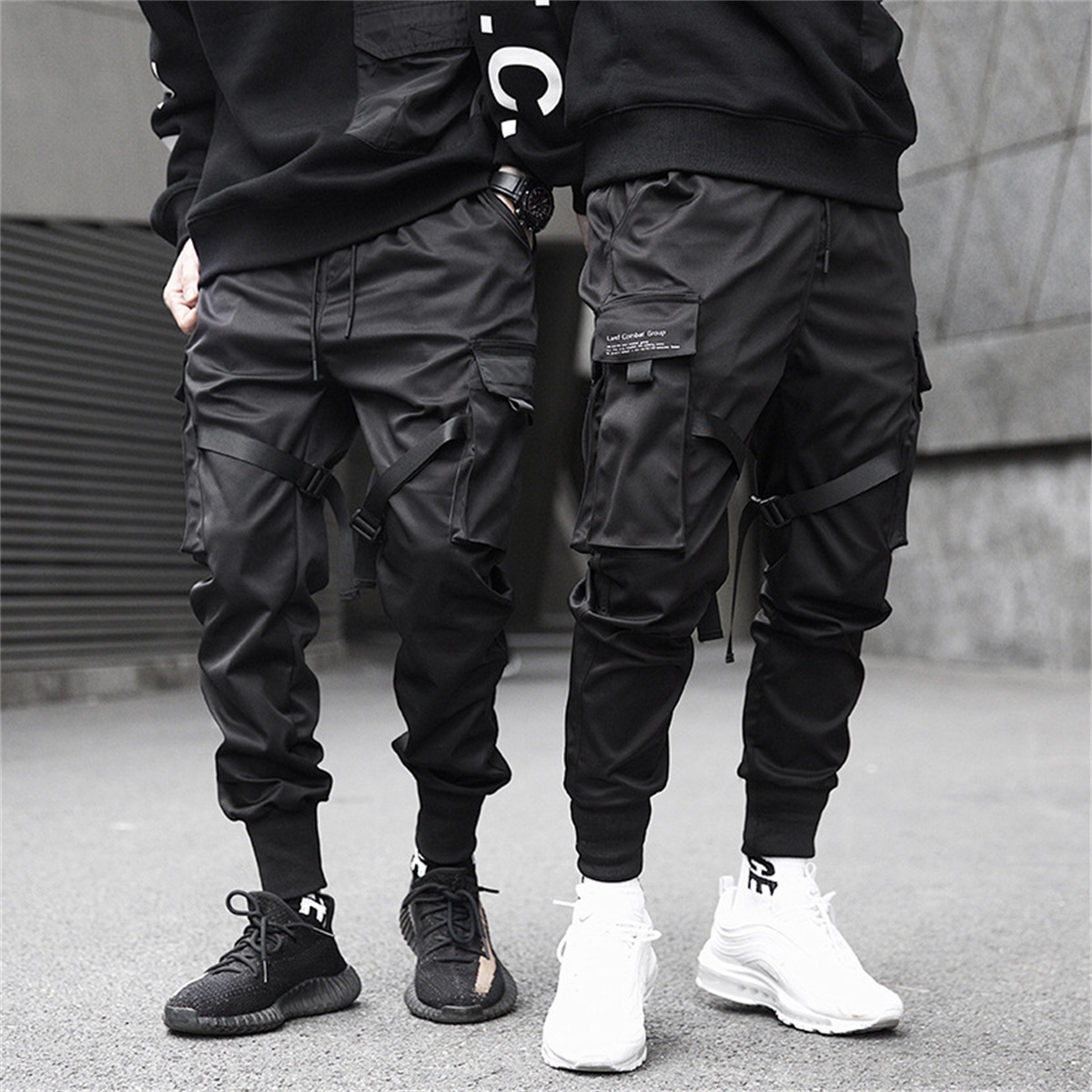 Streetwear Brand For Men - Celana kargo hitam Hip Hop, celana