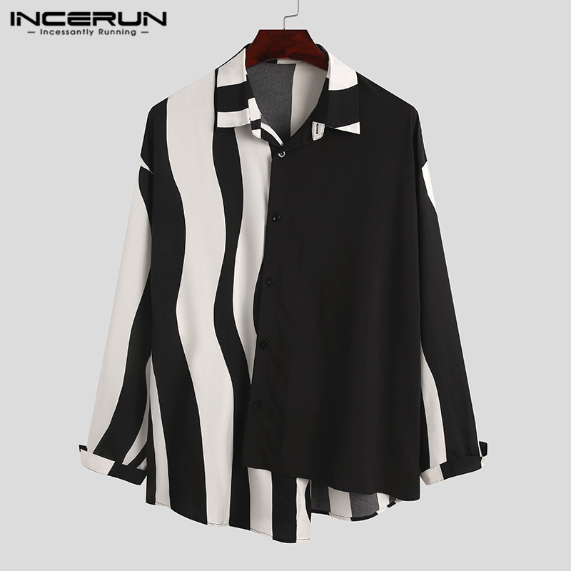 Kemeja Patchwork Bergaris Pria - Streetwear Brand For Men ulasan dan harga