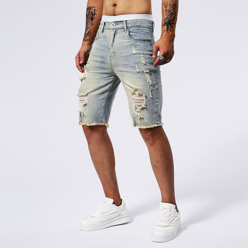 Celana Pendek Denim Robek Pria - Streetwear Brand For Men ulasan dan harga
