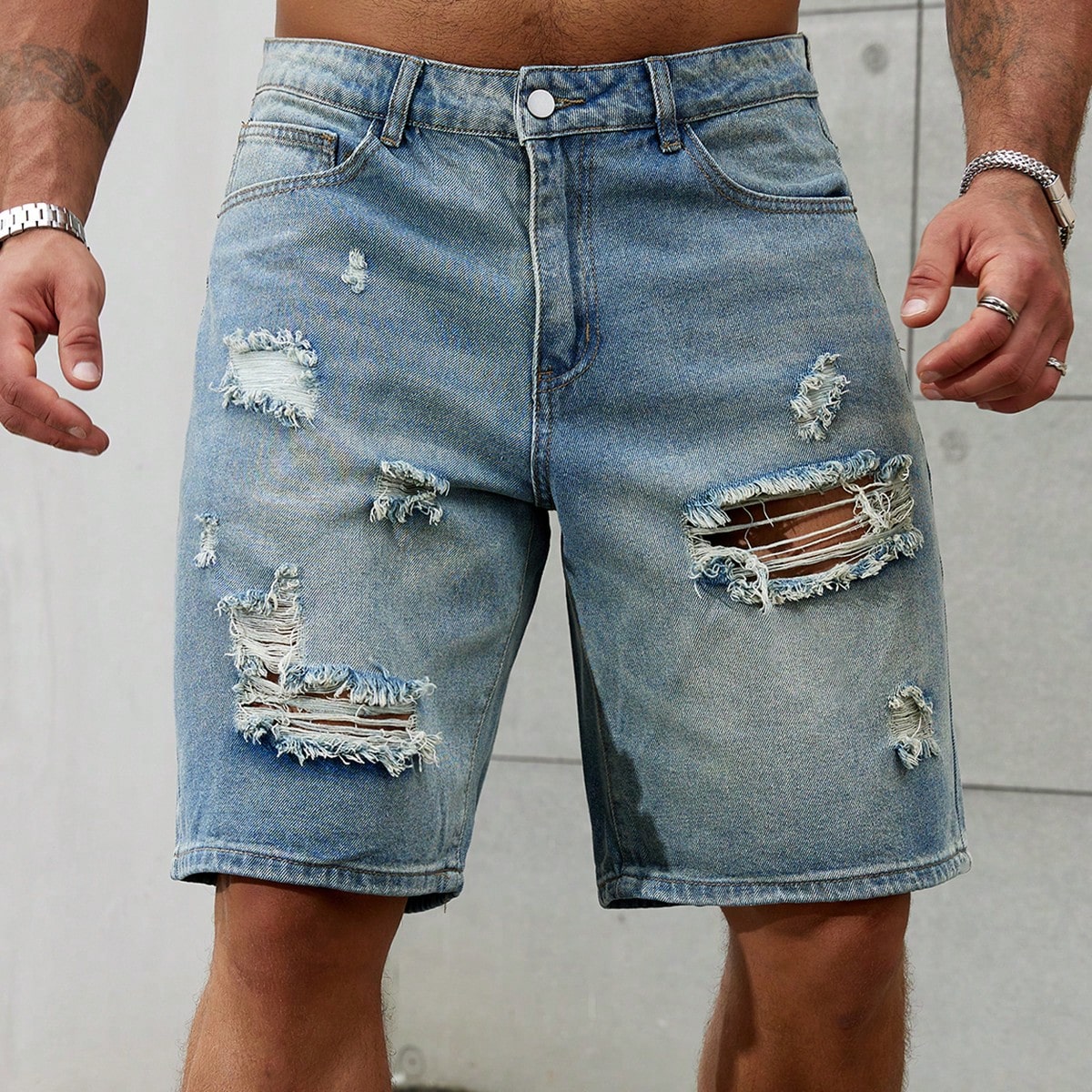 Celana pendek Jeans sobek pria - Streetwear Brand For Men ulasan dan harga