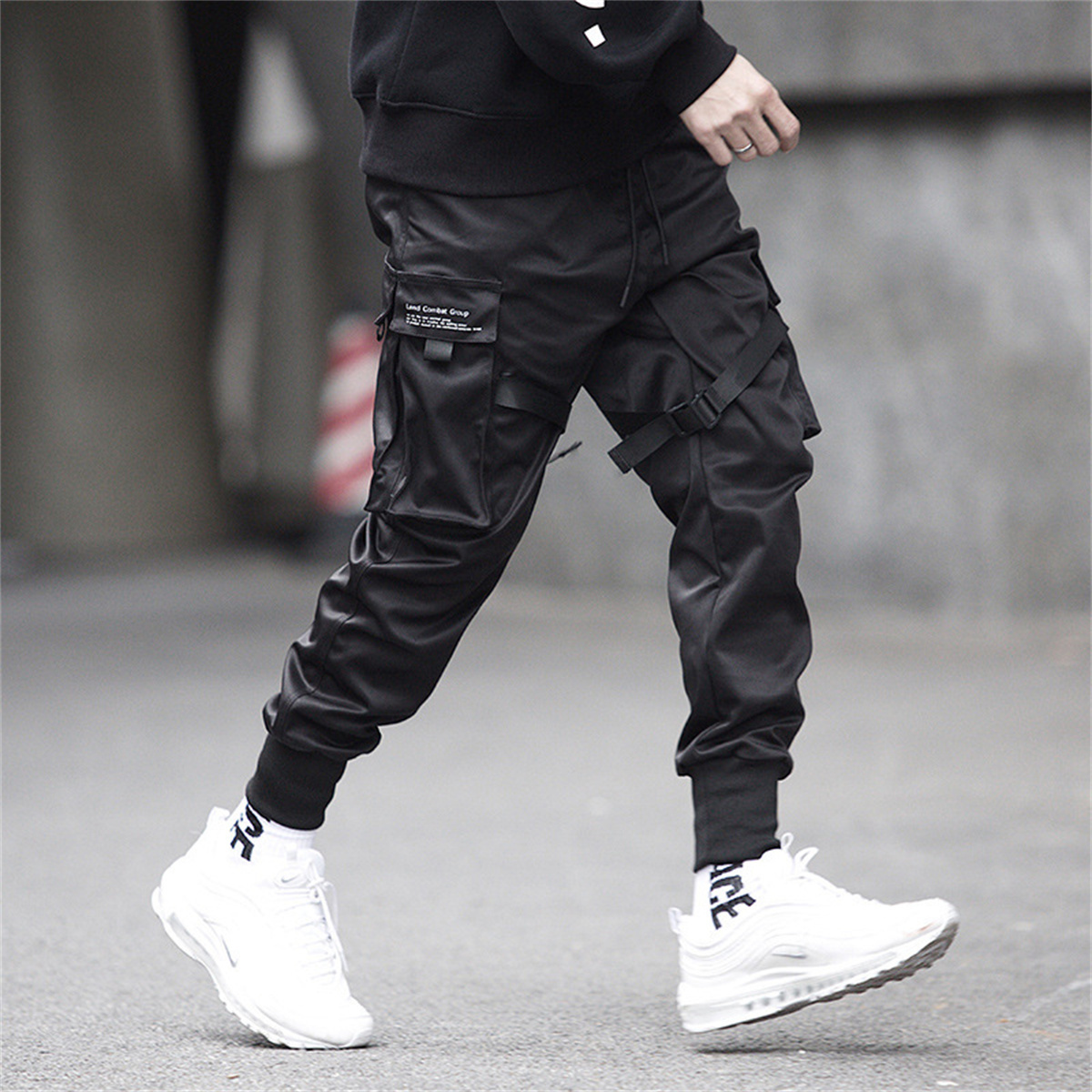 Celana kargo hitam Hip Hop, ce - Streetwear Brand For Men ulasan dan harga