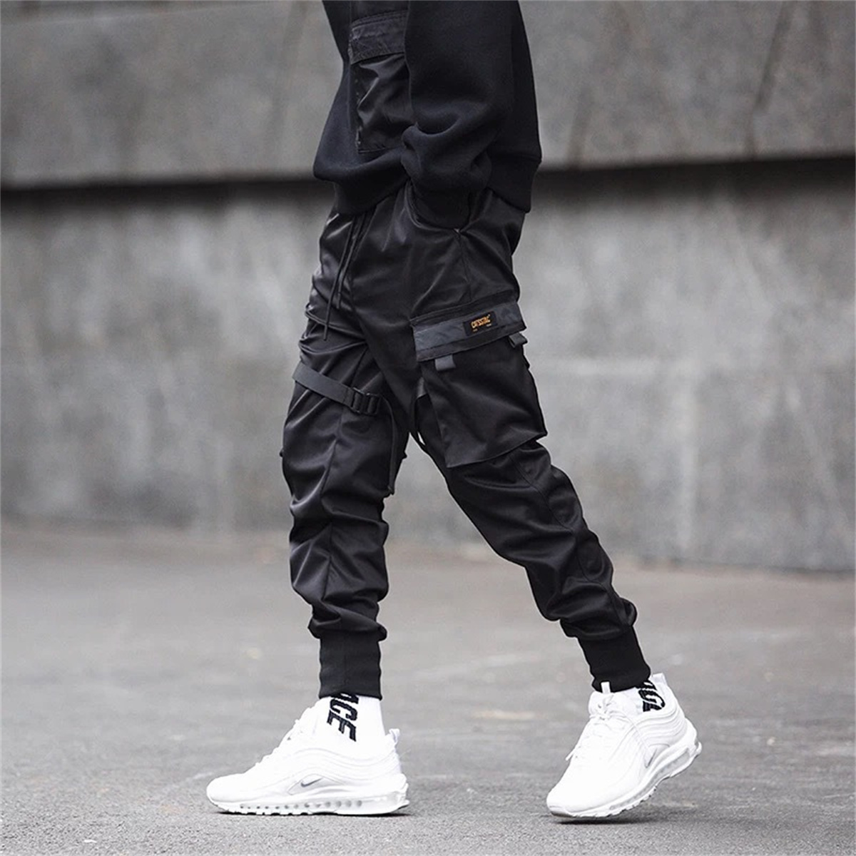 Celana kargo hitam Hip Hop, ce - Streetwear Brand For Men ulasan dan harga
